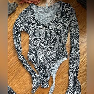 Free People black and white animal print bodysuit